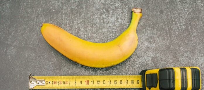 medida del pene en el ejemplo de un plátano